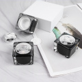 In Stock 10g Luxury Square Double Wall Plastic Matte Black Cosmetic Jars with Black Lid